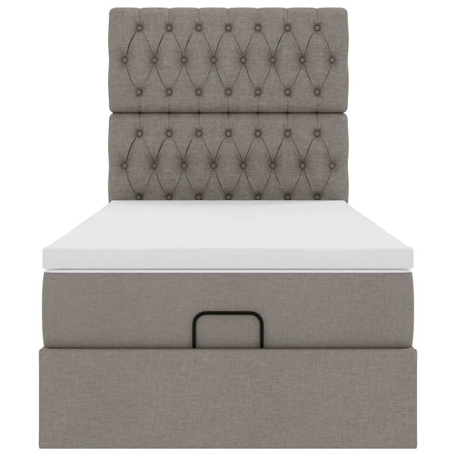 Cadre de lit ottoman avec matelas taupe 90x190 cm tissu - 7