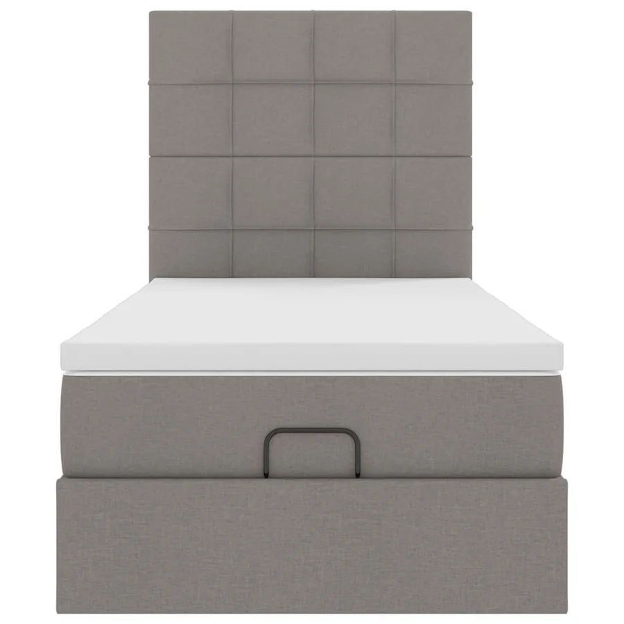 Cadre de lit ottoman avec matelas taupe 90x190 cm tissu - 7