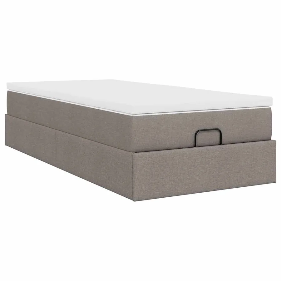 Cadre de lit ottoman avec matelas taupe 80x200 cm tissu - 10