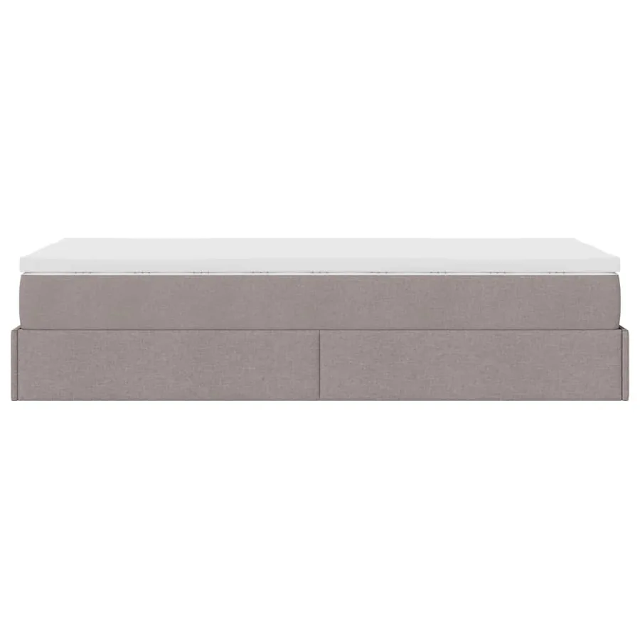 Cadre de lit ottoman avec matelas taupe 80x200 cm tissu - 9