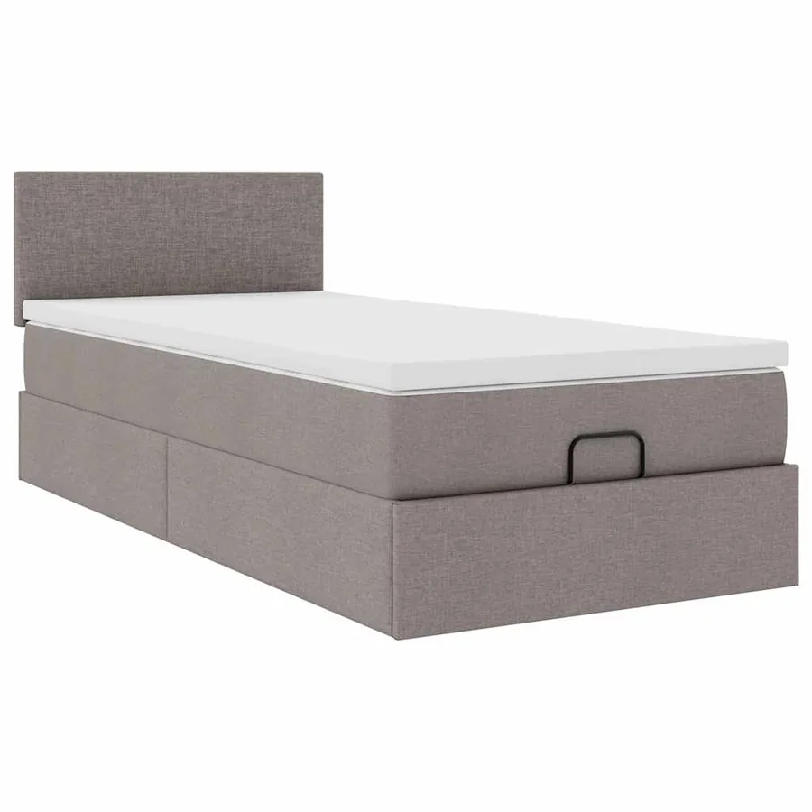 Cadre de lit ottoman avec matelas taupe 80x200 cm tissu - 7
