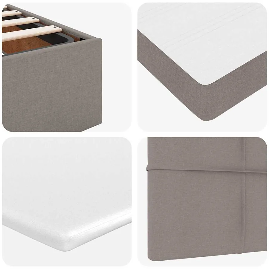 Cadre de lit ottoman avec matelas taupe 80x200 cm tissu - 13