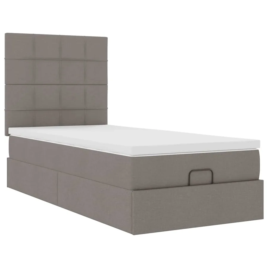 Cadre de lit ottoman avec matelas taupe 80x200 cm tissu - 6