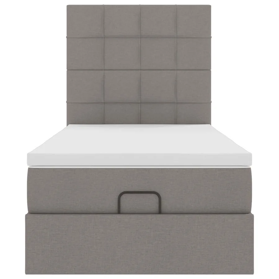 Cadre de lit ottoman avec matelas taupe 80x200 cm tissu - 7