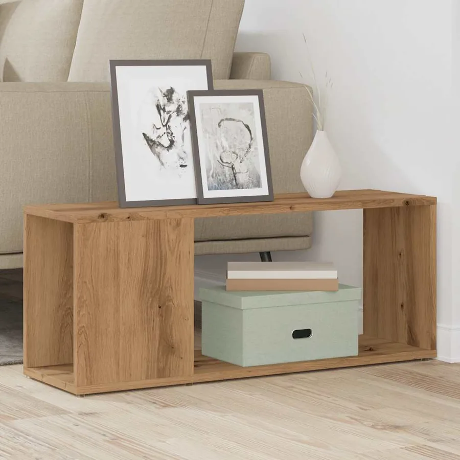 Meuble TV chêne artisanal 80x24x32 cm bois d'ingénierie - 3