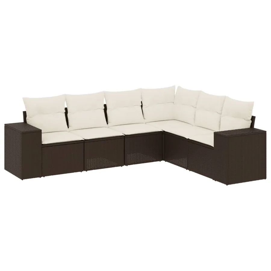 Salon de jardin avec coussins 6 pcs marron résine tressée - 2