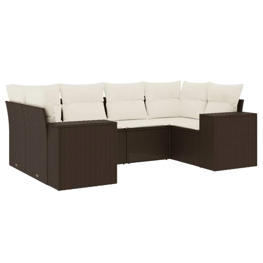 Salon de jardin avec coussins 6 pcs marron résine tressée - 2