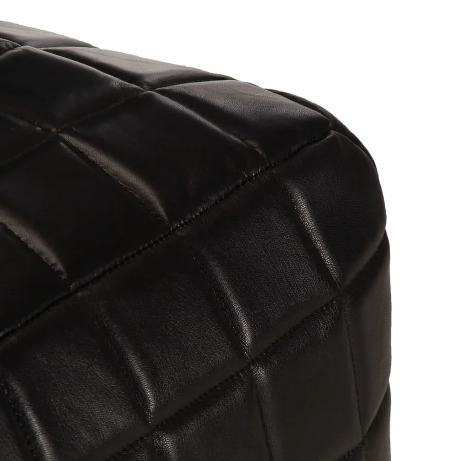 Pouf 40 x 40 x 40 cm Noir Cuir véritable de chèvre - 3