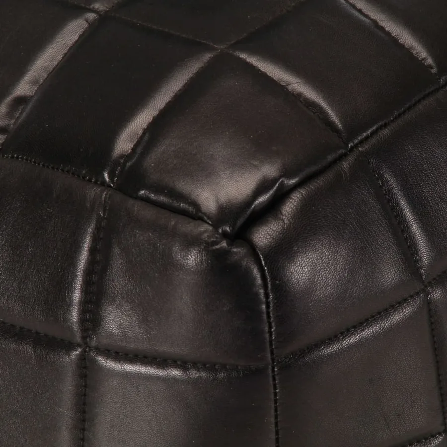 Pouf 40 x 40 x 40 cm Noir Cuir véritable de chèvre - 4
