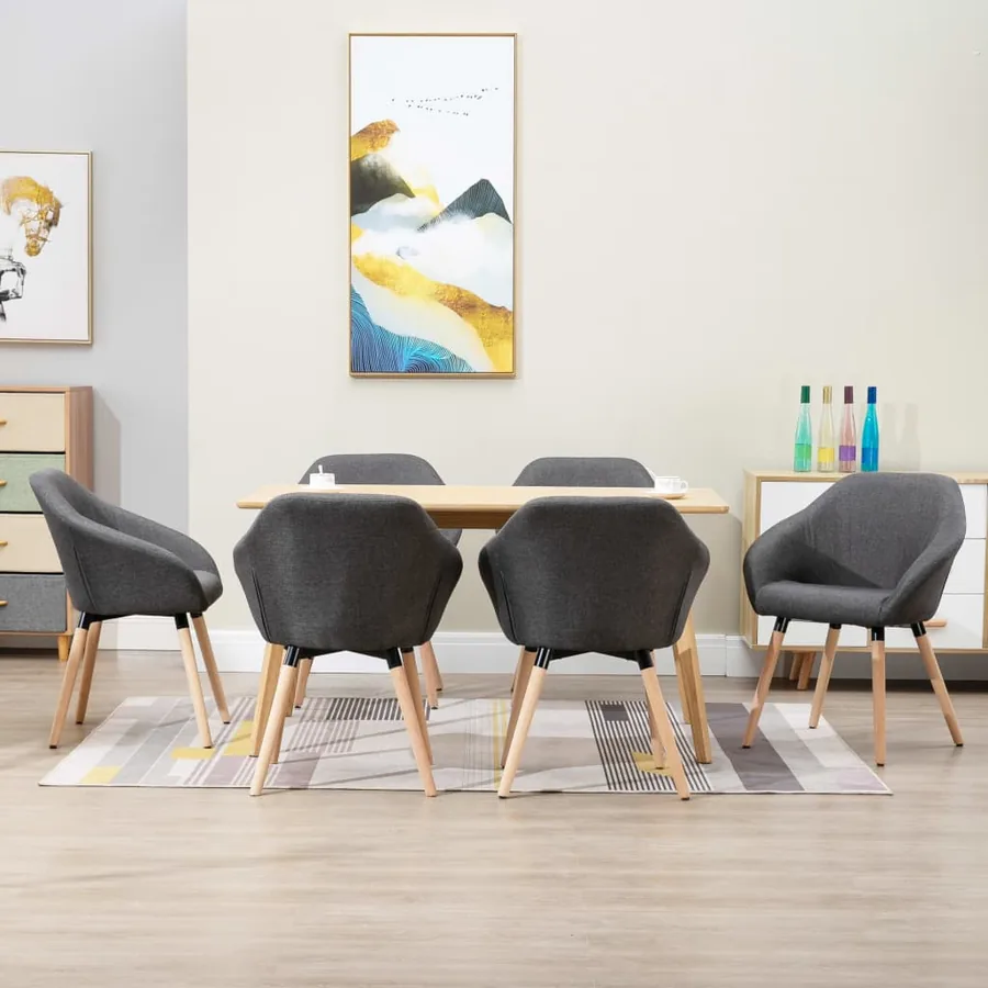 Chaises à manger lot de 6 gris foncé tissu