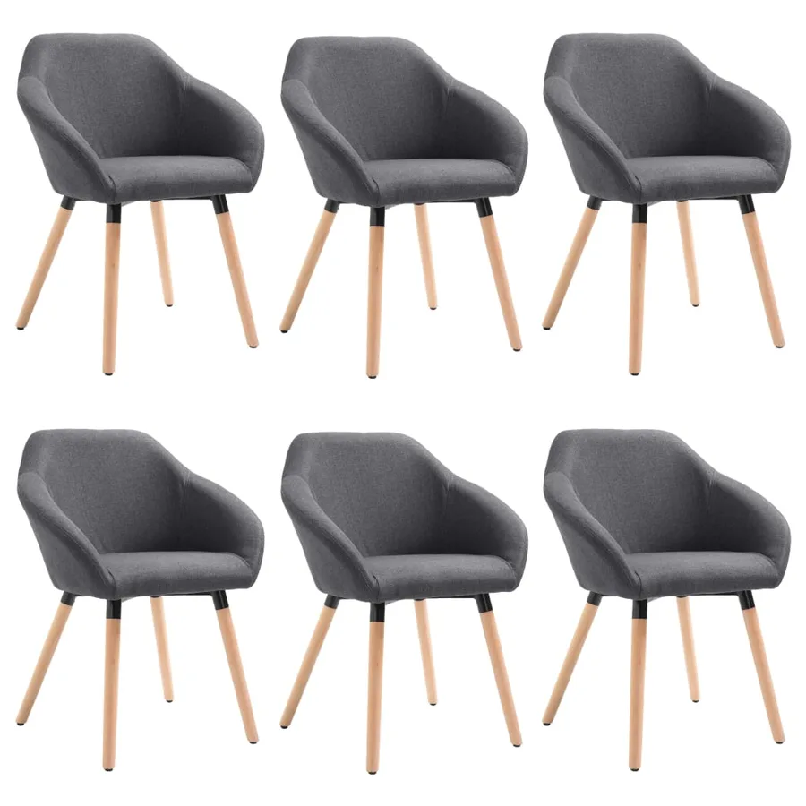 Chaises à manger lot de 6 gris foncé tissu - 2