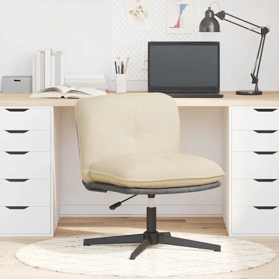 Chaise pivotante de bureau Crème Tissu - 2