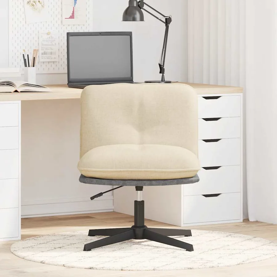 Chaise pivotante de bureau Crème Tissu - 3
