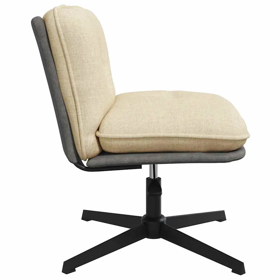 Chaise pivotante de bureau Crème Tissu - 5