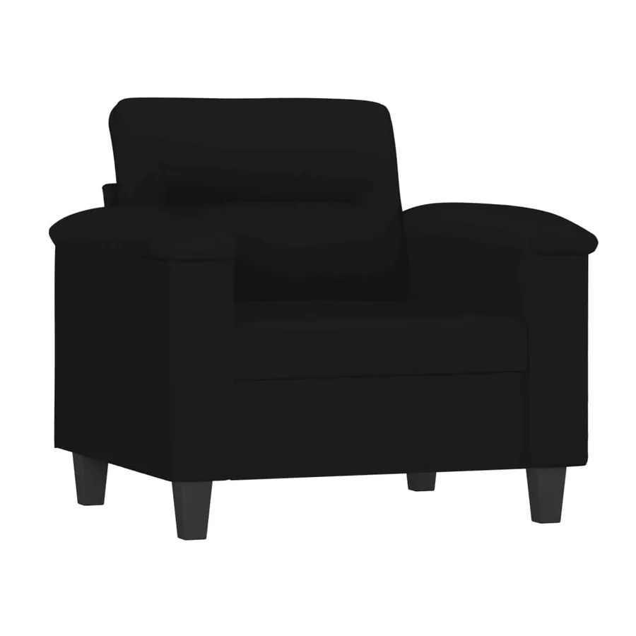 Ensemble de canapés 4 pcs avec coussins noir tissu microfibre - 3