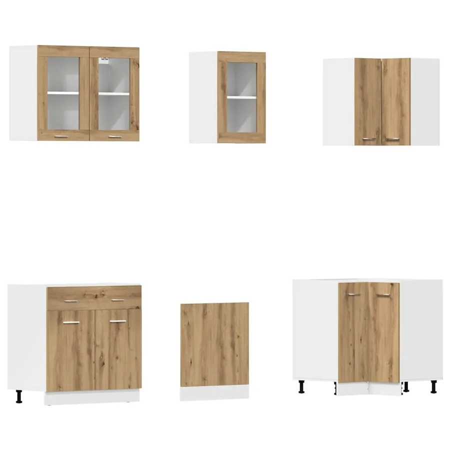 Ensemble de 11 meubles de cuisine "Lyon" en chêne artisanal - 4