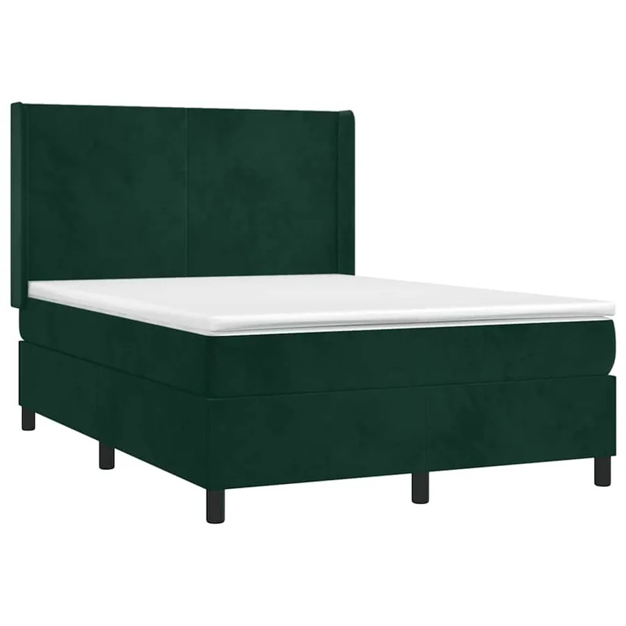 Sommier à lattes de lit matelas et LED Vert foncé 140x200 cm - 4