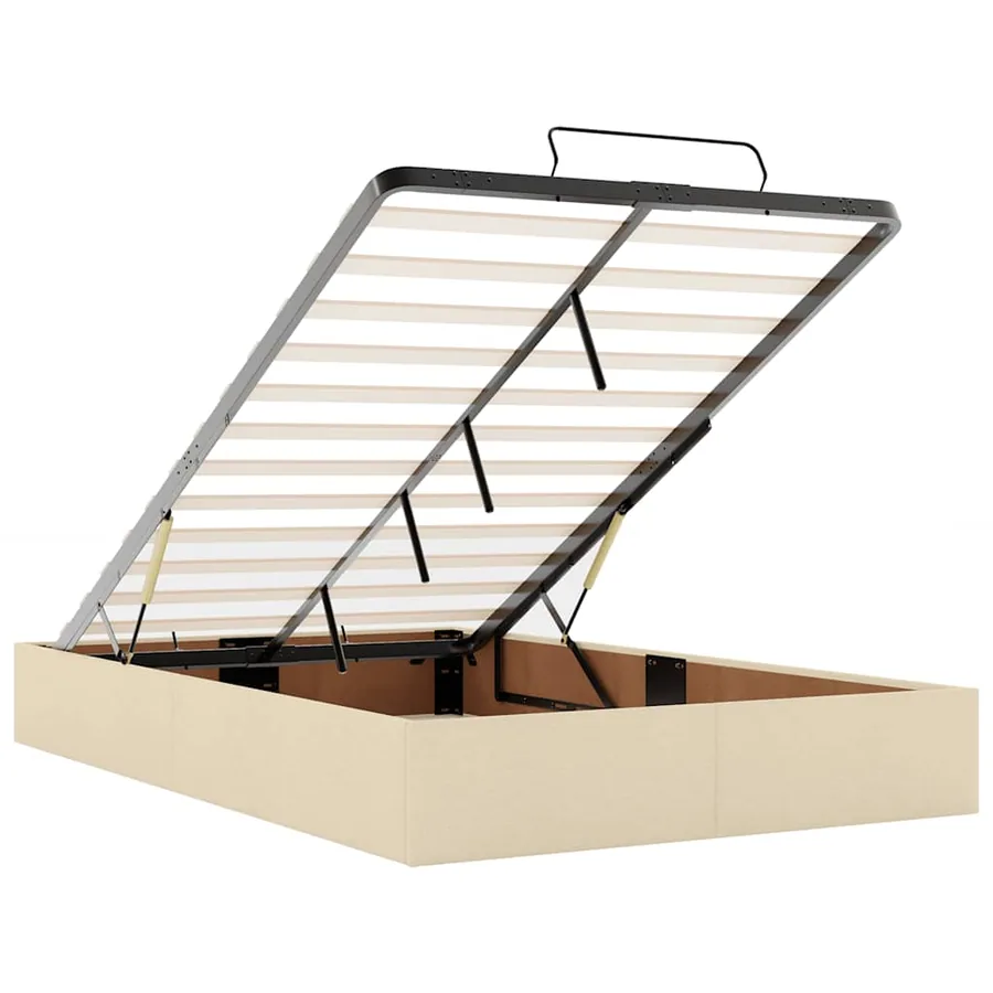 Cadre de lit ottoman avec matelas crème 120x200cm tissu - 12