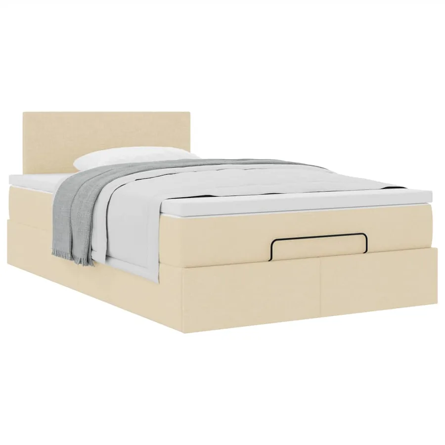 Cadre de lit ottoman avec matelas crème 120x200cm tissu - 5