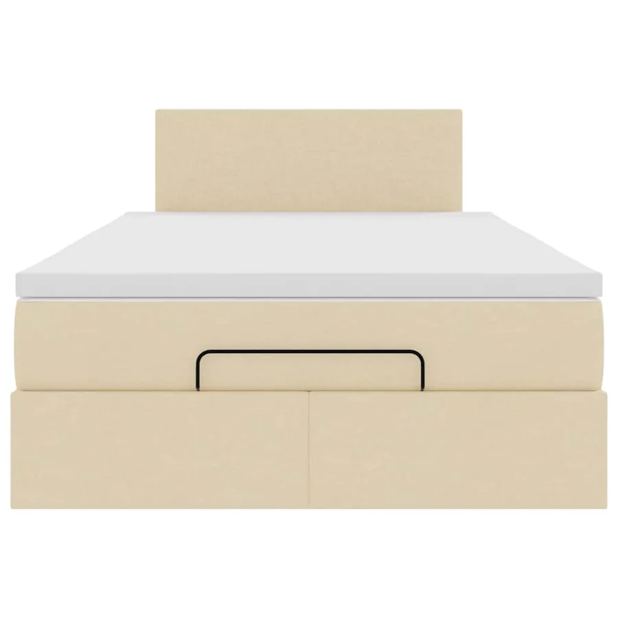 Cadre de lit ottoman avec matelas crème 120x200cm tissu - 7