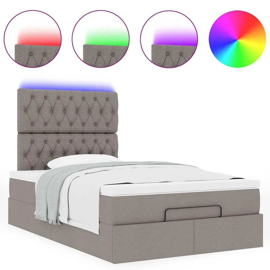 Cadre de lit ottoman avec matelas taupe 120x200 cm tissu - 5