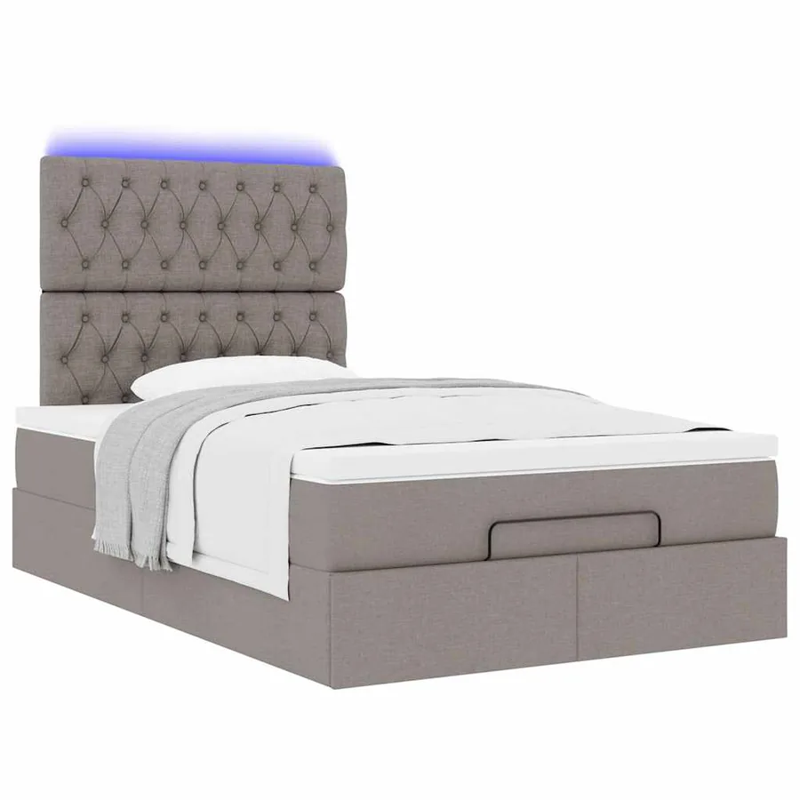 Cadre de lit ottoman avec matelas taupe 120x200 cm tissu - 6