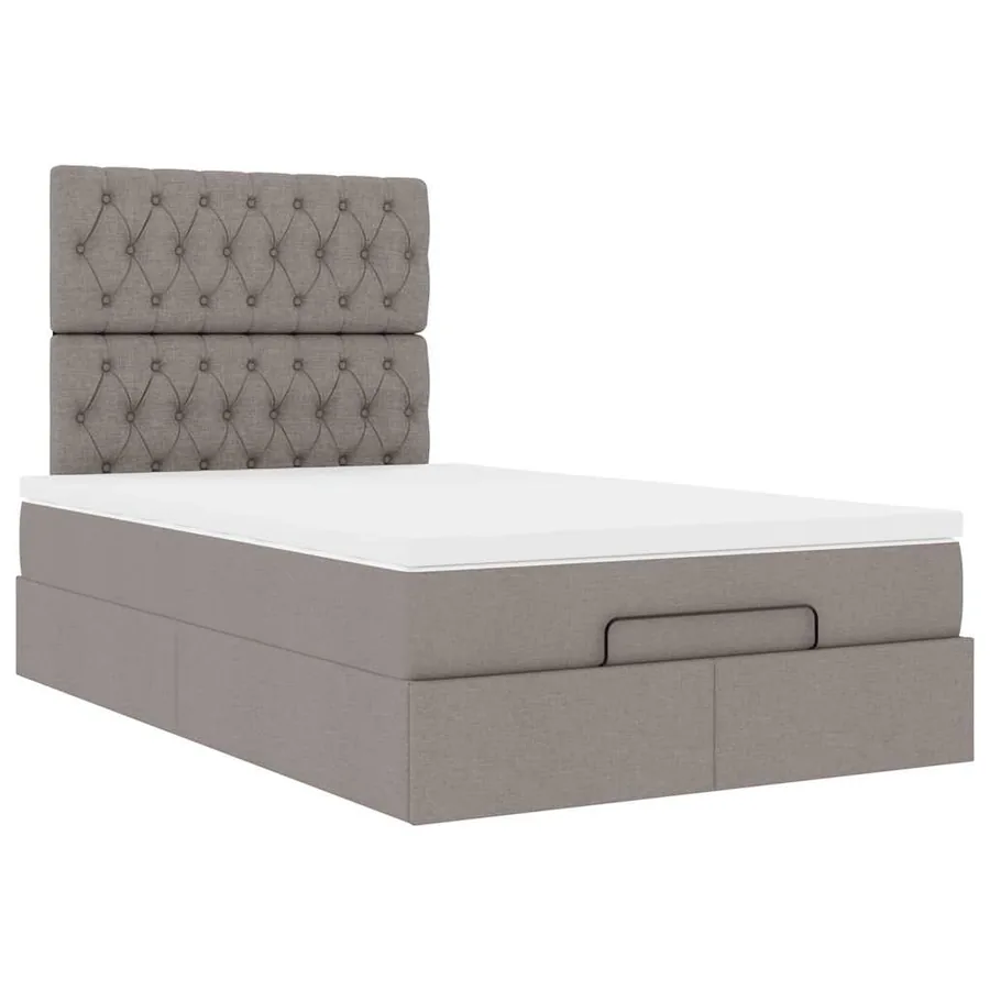 Cadre de lit ottoman avec matelas taupe 120x200 cm tissu - 7