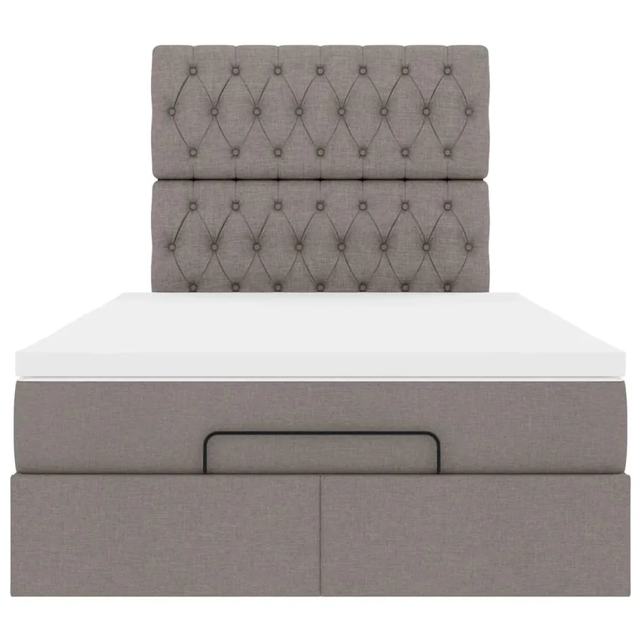Cadre de lit ottoman avec matelas taupe 120x200 cm tissu - 8