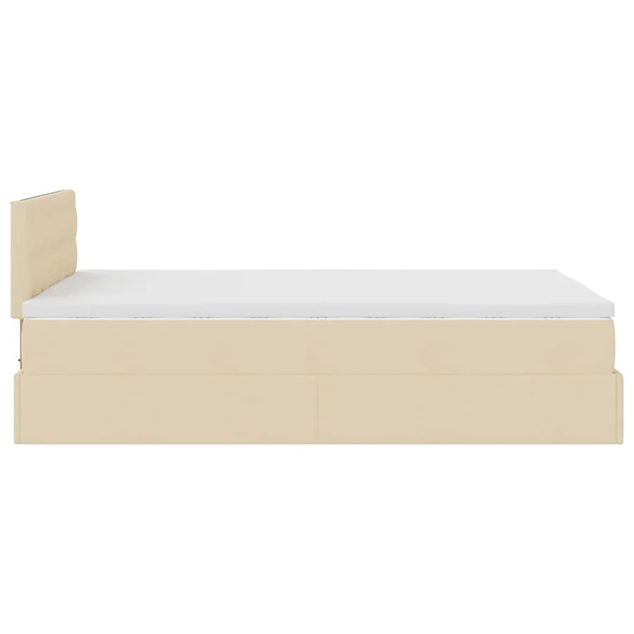 Cadre de lit ottoman avec matelas crème 120x200cm tissu - 10