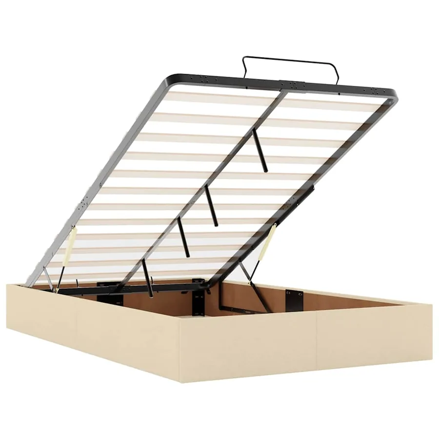 Cadre de lit ottoman avec matelas crème 120x200cm tissu - 12