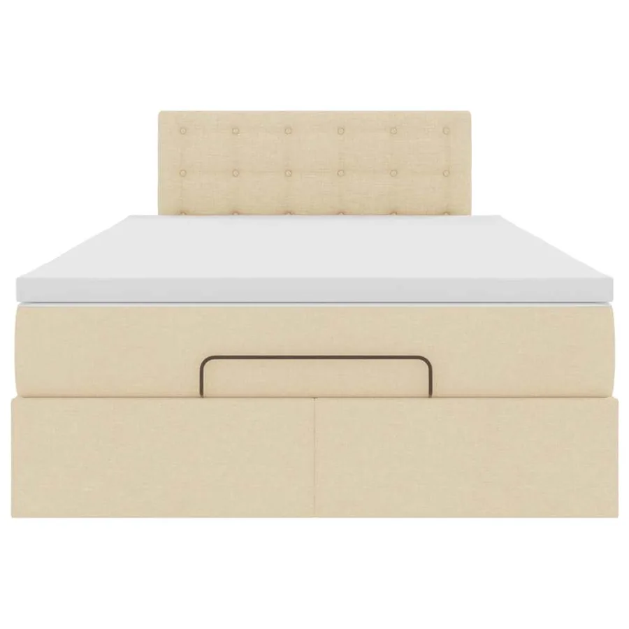 Cadre de lit ottoman avec matelas crème 120x200cm tissu - 7