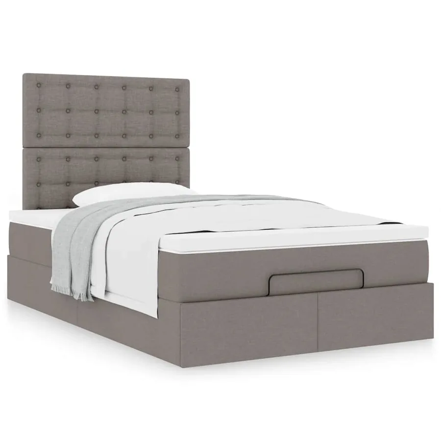 Cadre de lit ottoman avec matelas taupe 120x200 cm tissu - 4