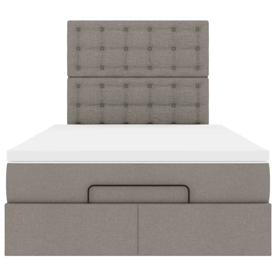 Cadre de lit ottoman avec matelas taupe 120x200 cm tissu - 7