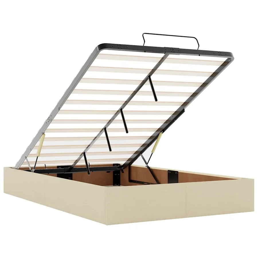 Cadre de lit ottoman sans matelas crème 120x200 cm tissu - 10