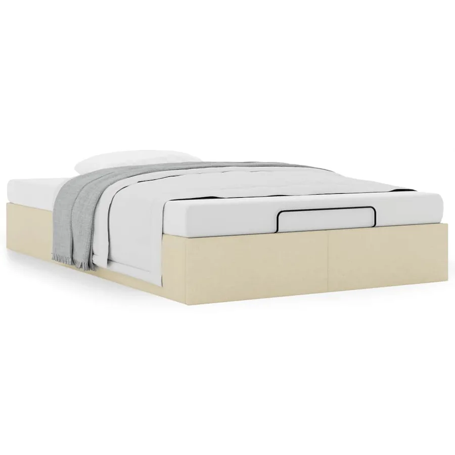 Cadre de lit ottoman sans matelas crème 120x200 cm tissu - 4