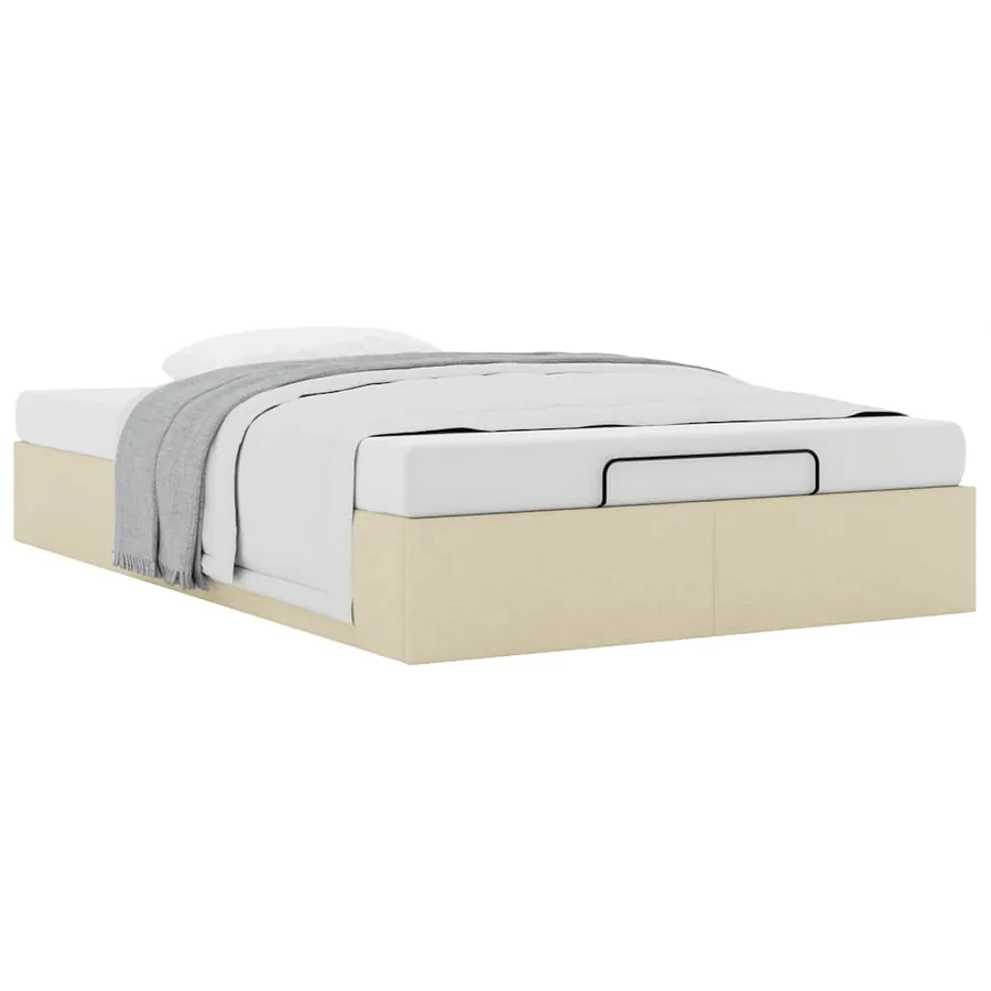 Cadre de lit ottoman sans matelas crème 120x200 cm tissu - 5