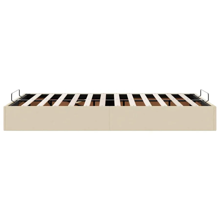 Cadre de lit ottoman sans matelas crème 120x200 cm tissu - 8