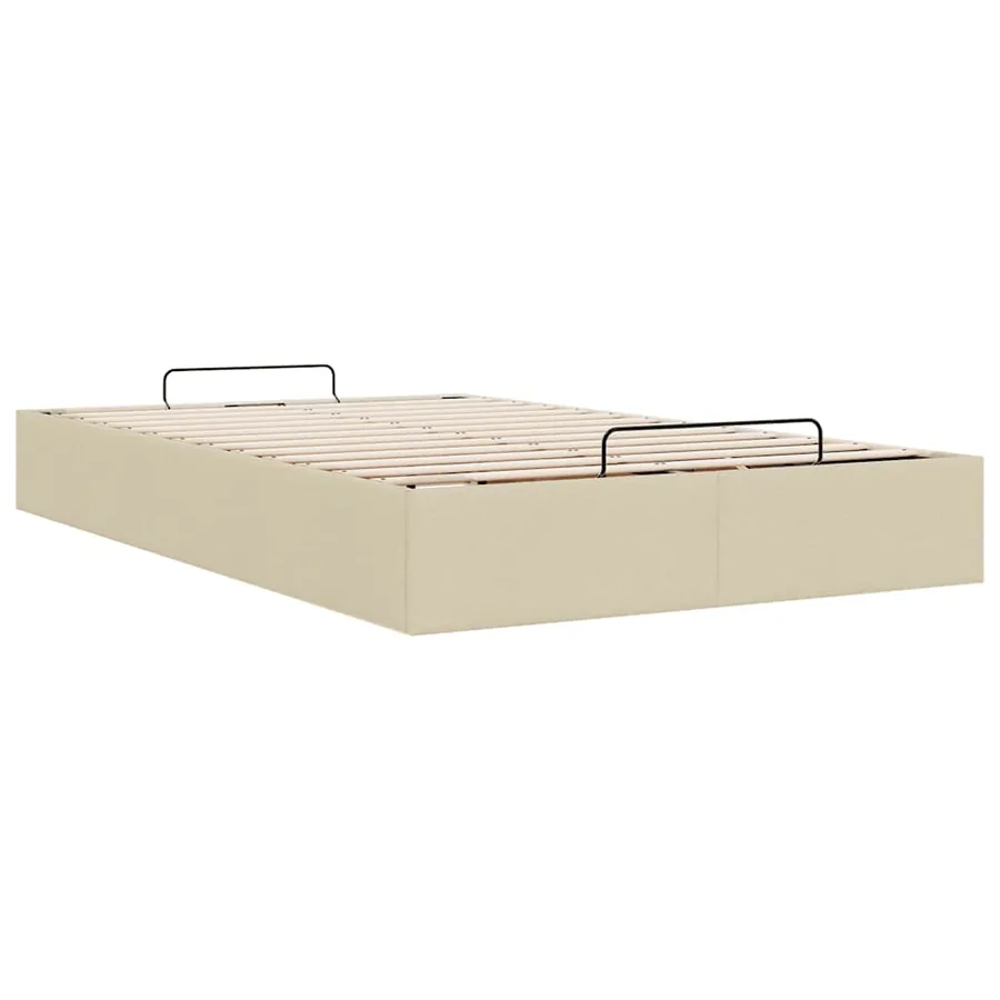 Cadre de lit ottoman sans matelas crème 120x200 cm tissu - 9