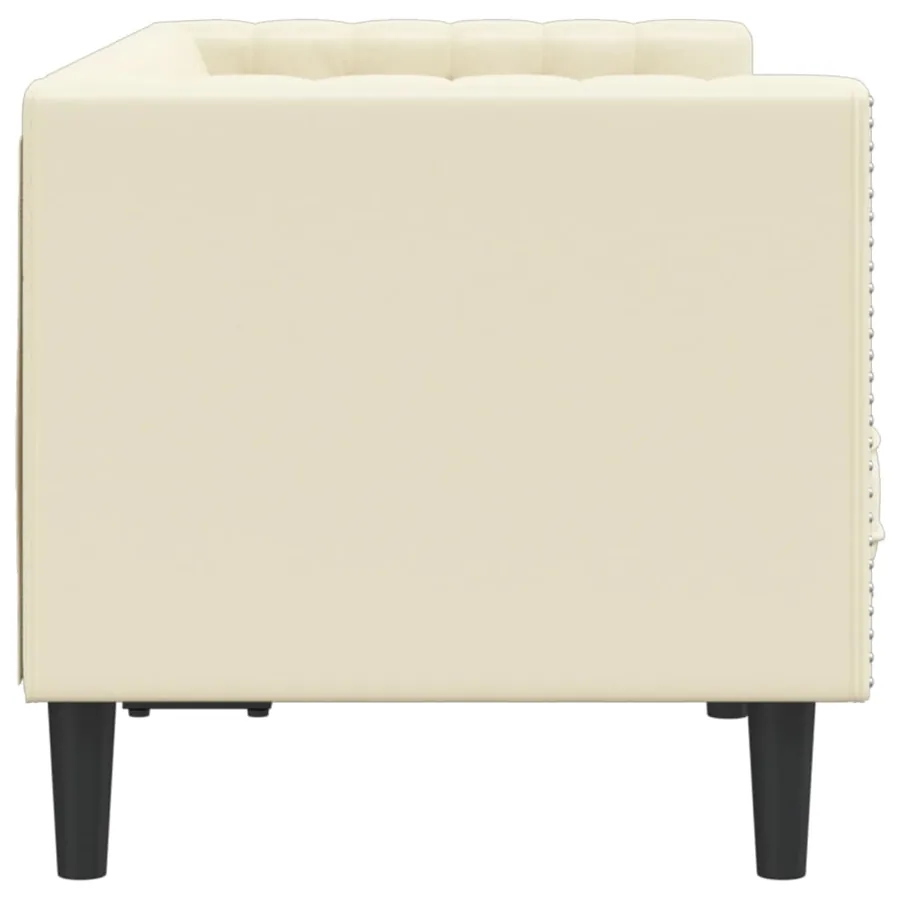 Canapé Chesterfield 2 places crème similicuir - 5