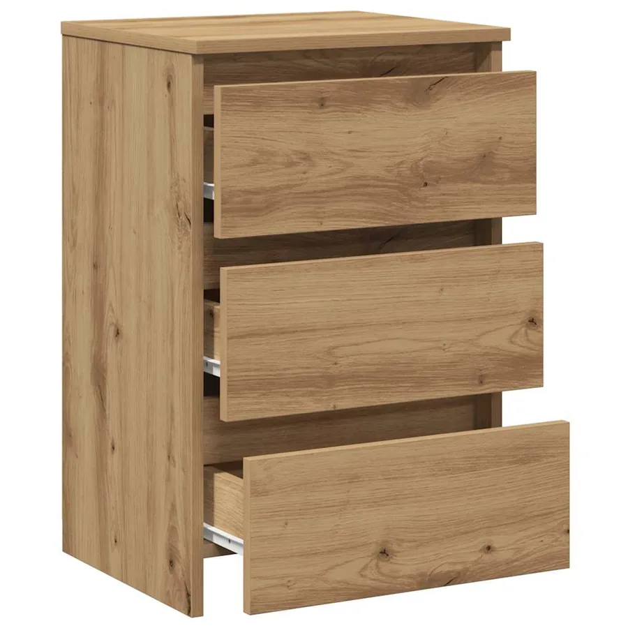 Table de chevet chêne artisanal 40x35x62,5 cm bois d'ingénierie - 8