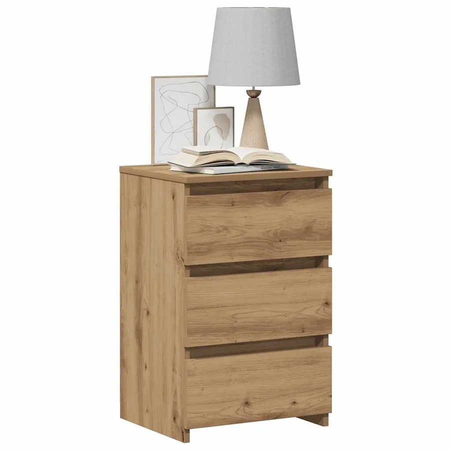 Table de chevet chêne artisanal 40x35x62,5 cm bois d'ingénierie - 9