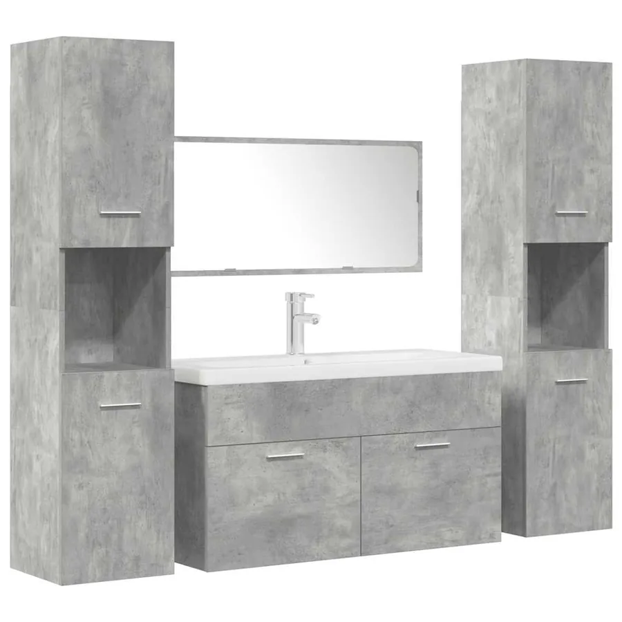 Ensemble de meubles de salle de bain 5 pcs gris béton - 2