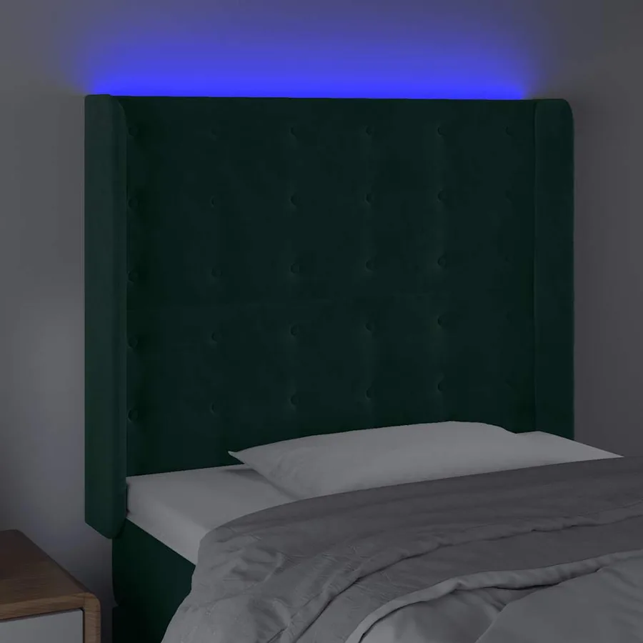 Tête de lit à LED Vert foncé 93x16x118/128 cm Velours - 4
