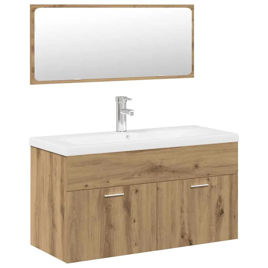 Ensemble de meubles salle de bain 3 pcs bois d'ingénierie - 2