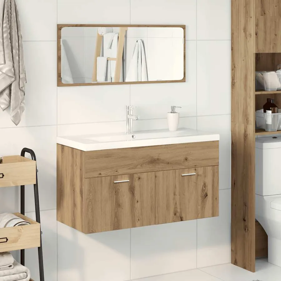 Ensemble de meubles salle de bain 3 pcs bois d'ingénierie - 3