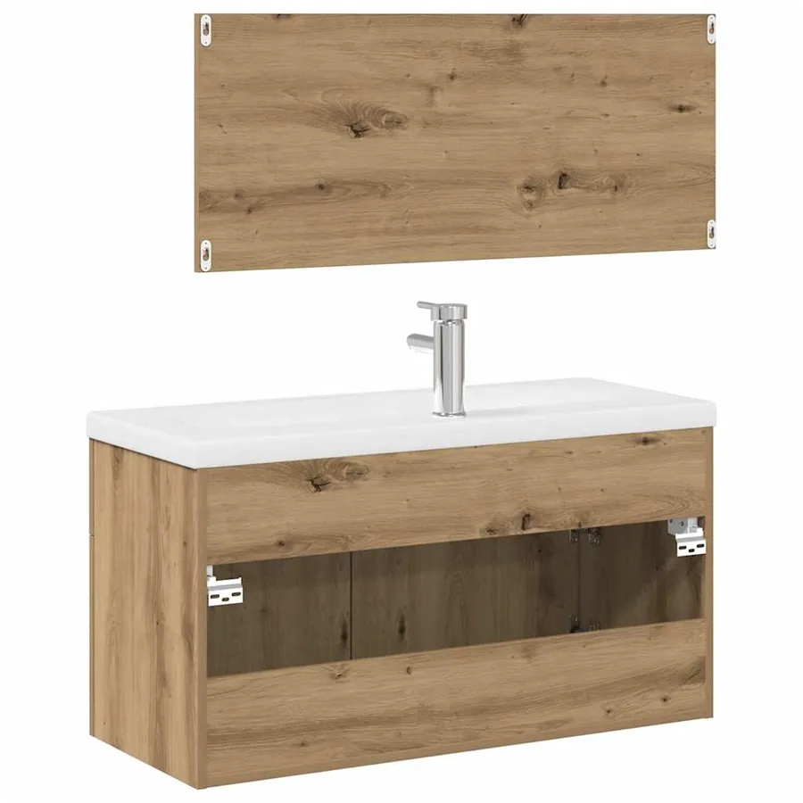 Ensemble de meubles salle de bain 3 pcs bois d'ingénierie - 9