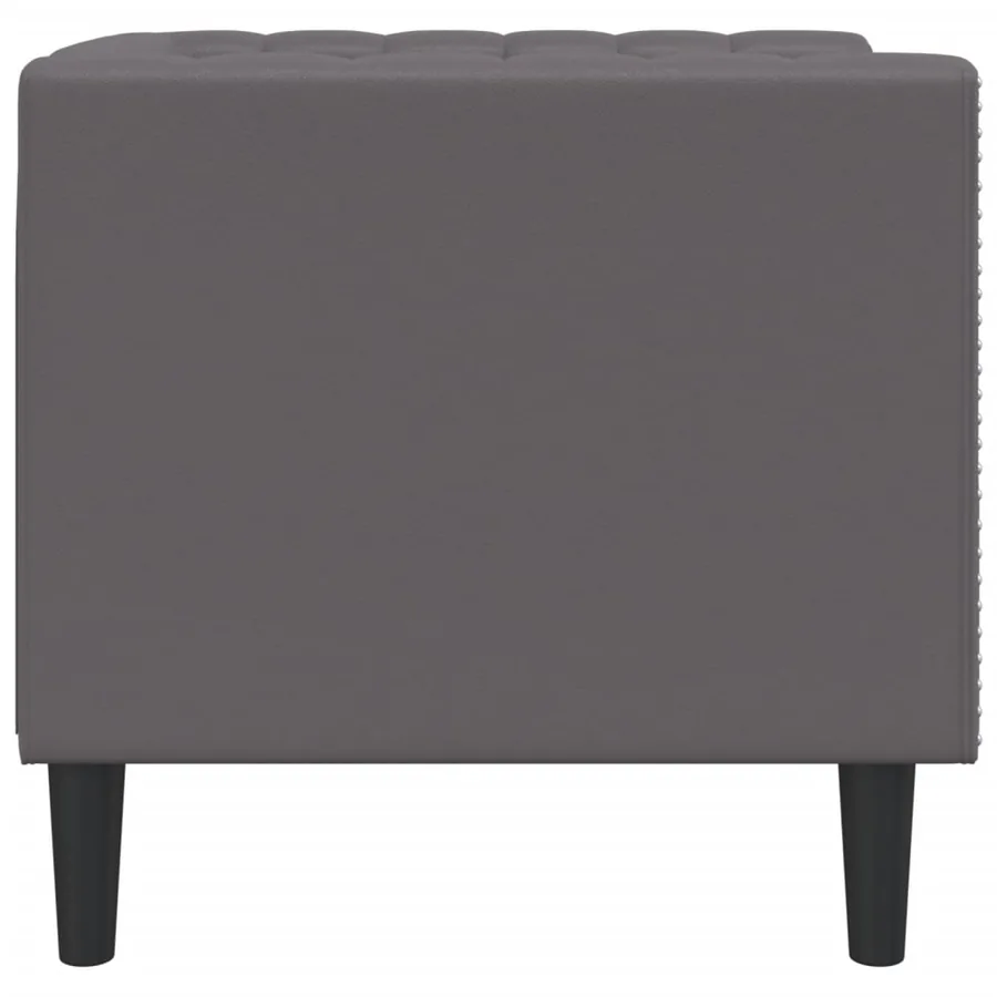 Fauteuil Chesterfield gris similicuir - 5