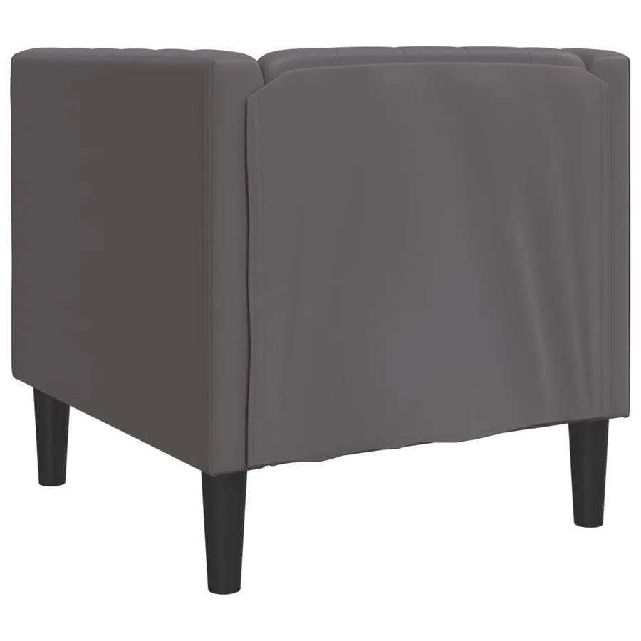 Fauteuil Chesterfield gris similicuir - 6