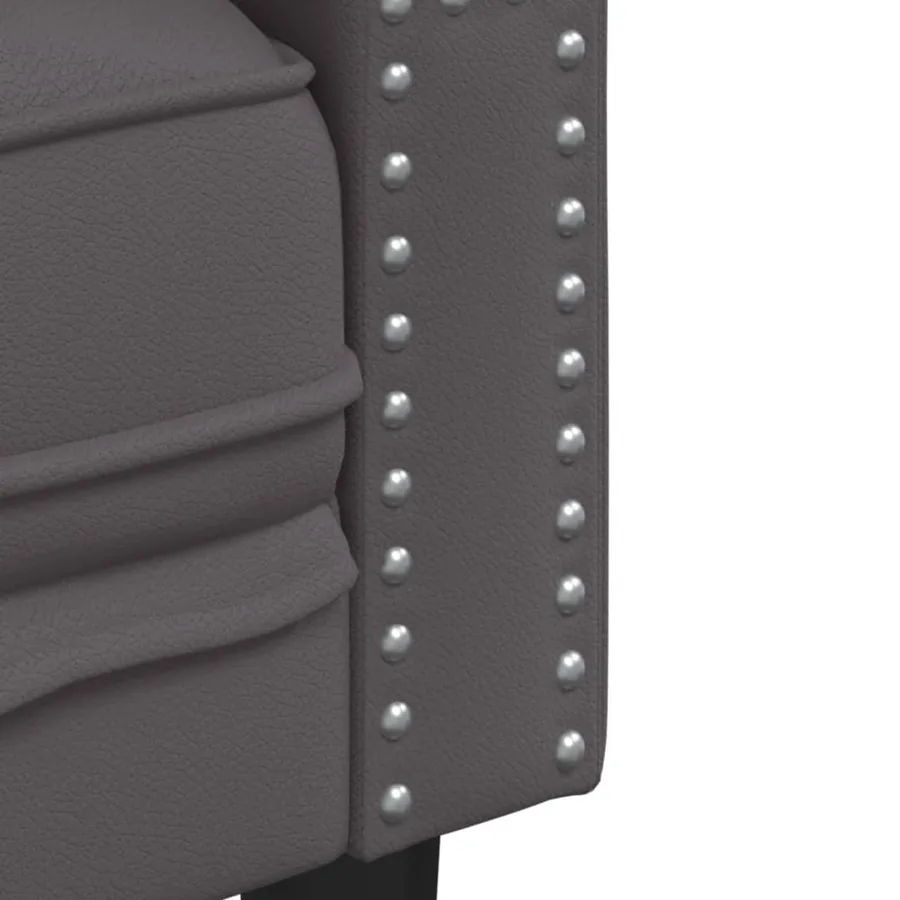 Fauteuil Chesterfield gris similicuir - 7
