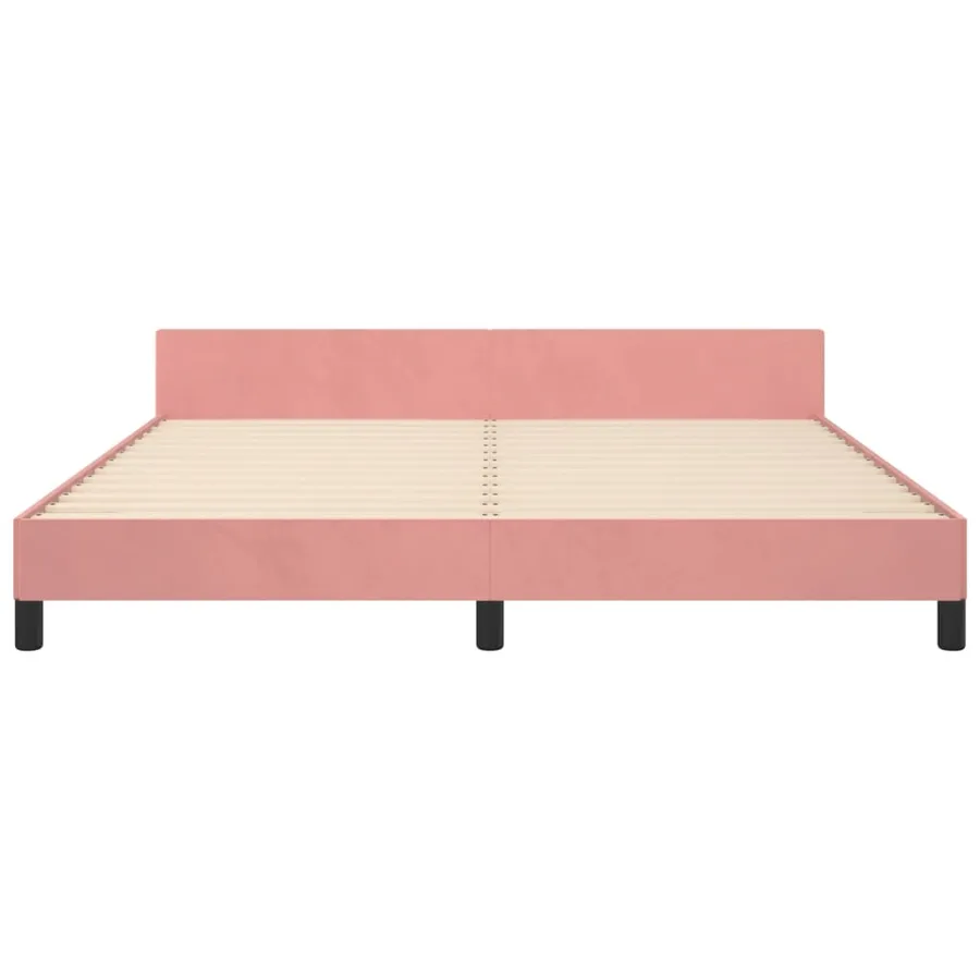 Cadre de lit sans matelas rose 160x200 cm velours - 6